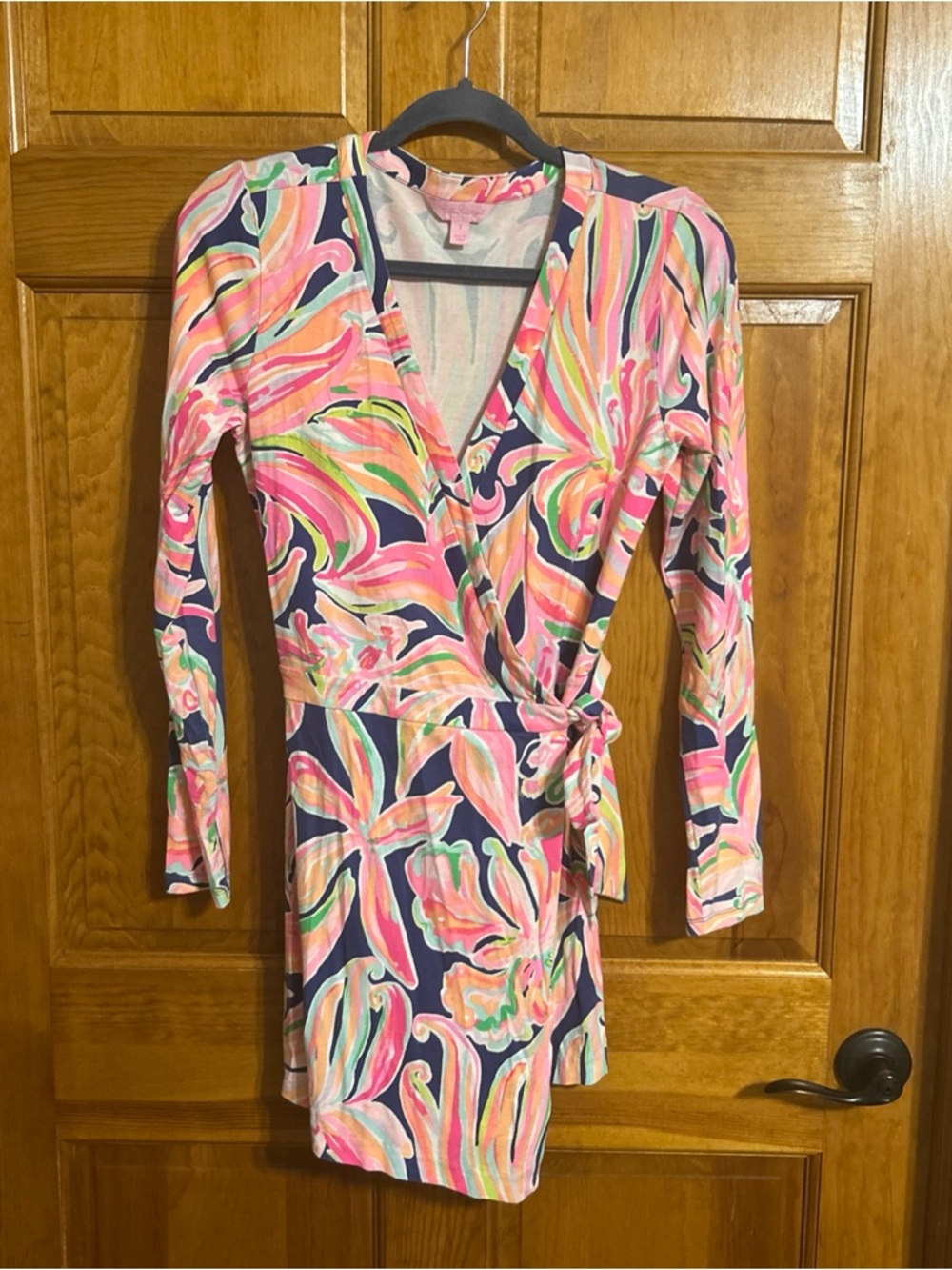Lilly Pulitzer Tropical Floral long Sleeve Wrap Romper Sz S-VGUC